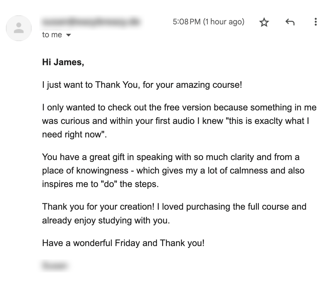 Real member testimonial screenshot