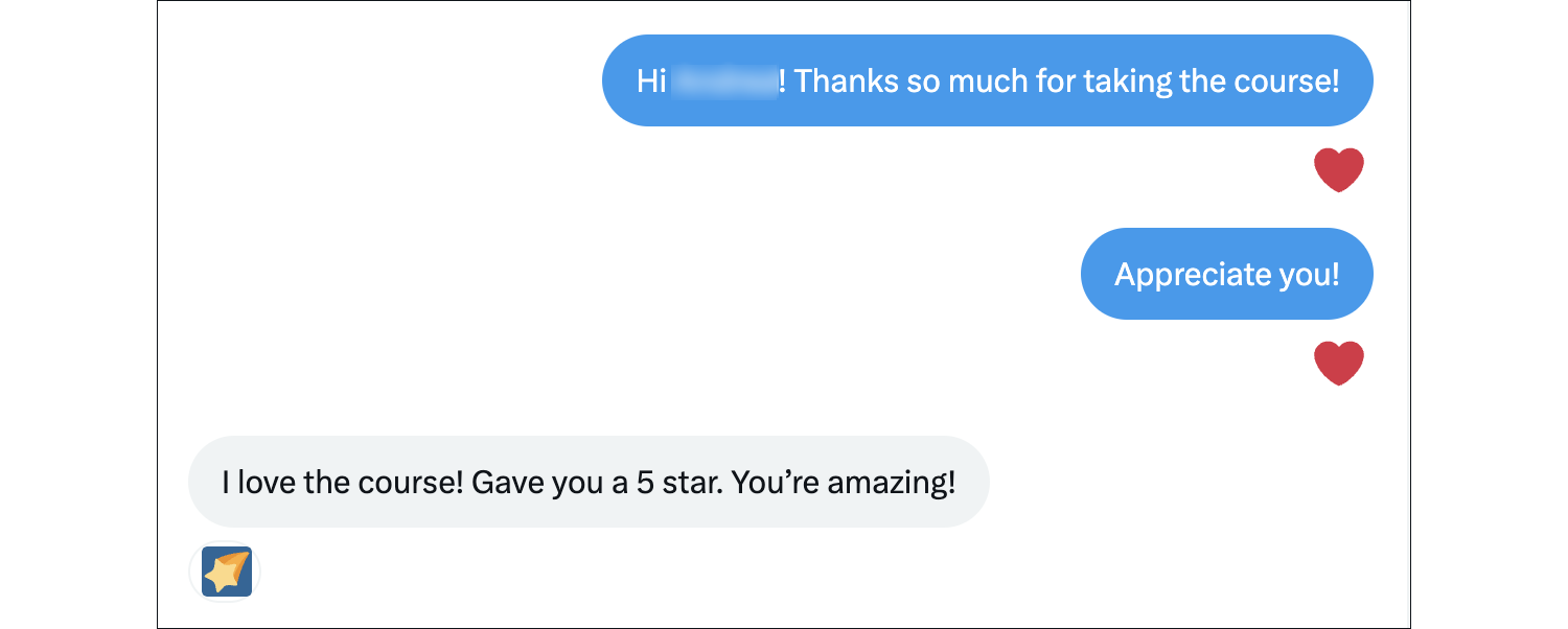 Real member testimonial screenshot